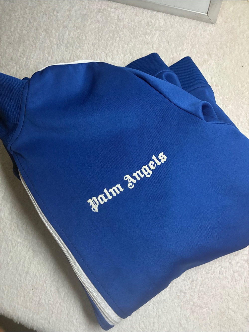 Palm Angels Kids Blue Jogger Pants with White Logo